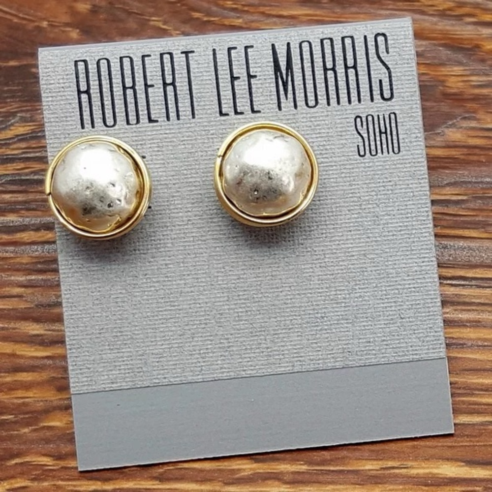 Robert Lee Morris Gold and Silver Dome Stud Earrings